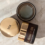 Open jar of Vanessa Megan Caffeine and HA Bright and Tight Eye Gel