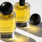 Vanessa Megan Augüst Eau de Parfum bottle in sunlight