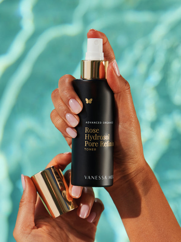 Model holding Vanessa Megan Rose Hydrosol Pore Refining Toner