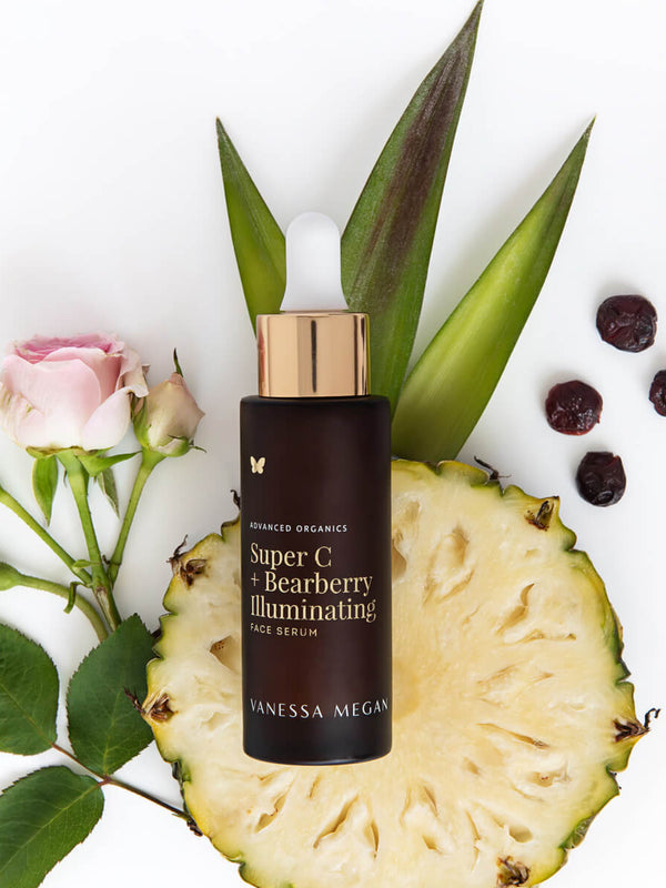 Vanessa Megan Super C and Bearberry Illuminating Face Serum with fresh pineapple and rose