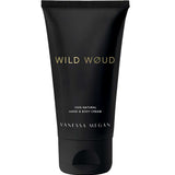 A black tube labeled with gold and white text contains Vanessa Megan Perfume Hand & Body Cream Wild Woud 50ml—an organic, vegan cream for hands and body.