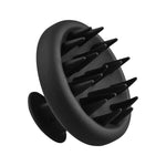 The Vanessa Megan Scalp Massager features black silicone bristles, a round handle, and multiple flexible tips in a circular pattern—ideal for shower use to support healthy hair.