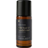Vanessa Megan natural roll-on deodorant in Wild Sage & Sandalwood scent, aluminum-free formula in glass bottle, 50ml
