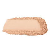 A swatch of 100% Pure Rice Powder Foundation 9g in light beige, partially smoothed with visible texture, labeled White Peach below.