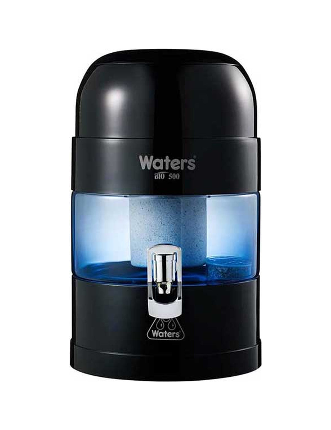 Waters Co BIO 500 MAX black 7 litre benchtop water filter on a white background
