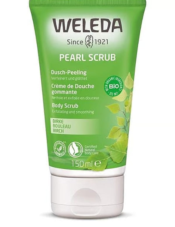 Weleda Birch Pearl Body Scrub 150ml in green packaging