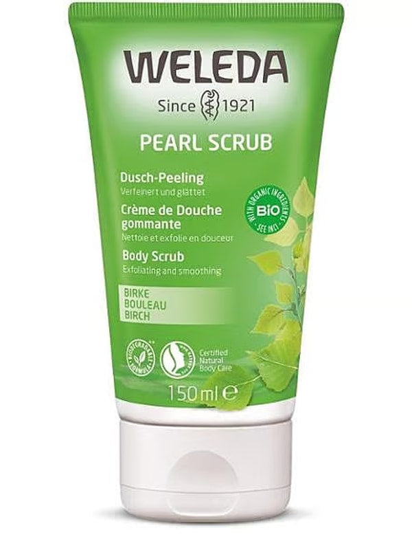 Weleda Birch Pearl Body Scrub 150ml in green packaging