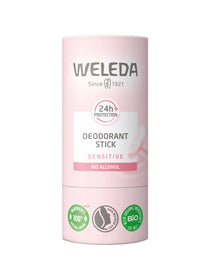 Weleda deodorant stick on a white background