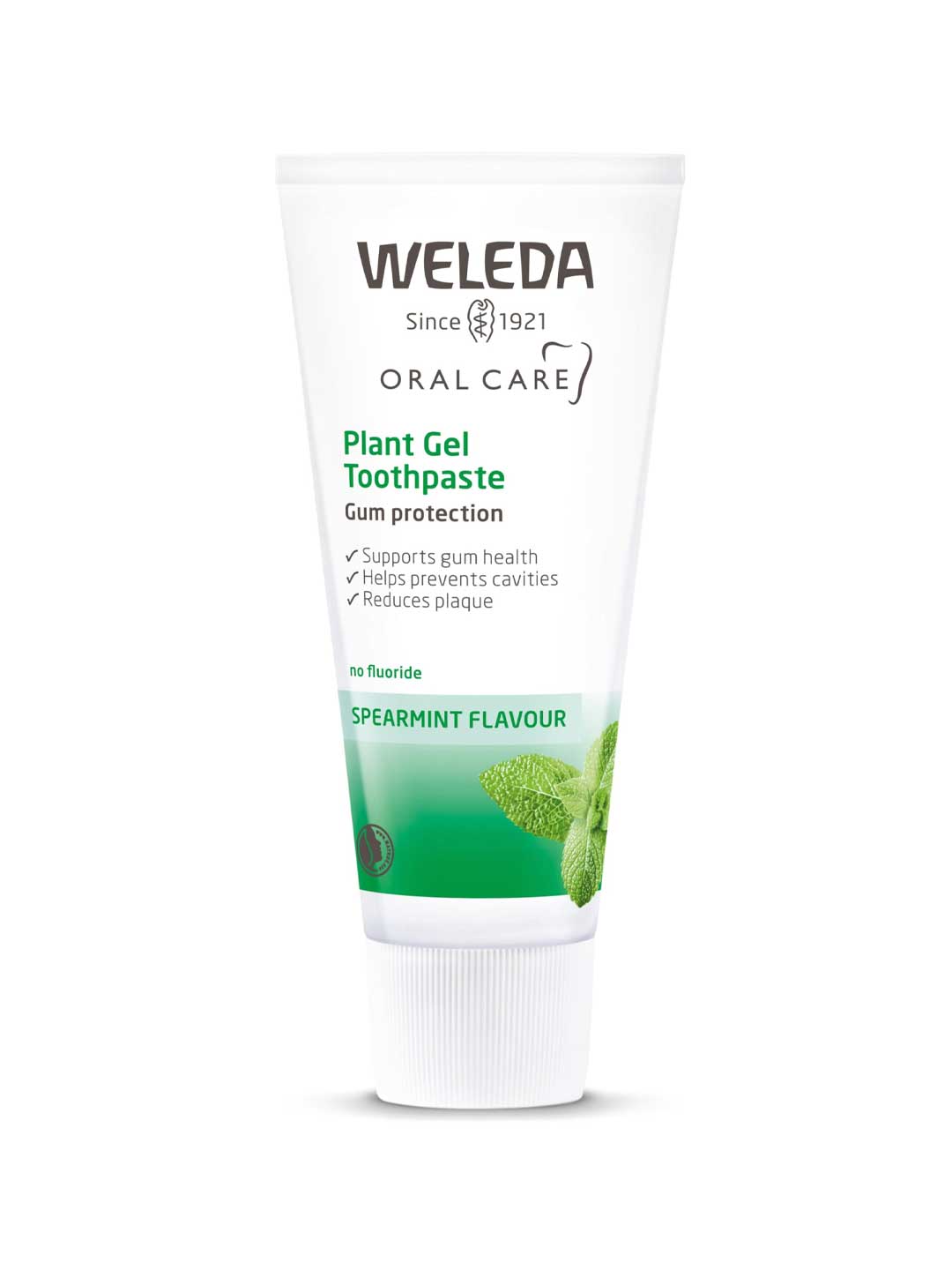Weleda plant gel toothpaste tube on a white background
