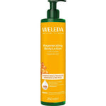 Weleda Regenerating Body Lotion Sea Buckthorn 250ml—nourish your skin with this yellow pump bottle for naturally radiant results.