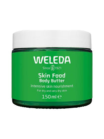 Weleda Skin Food Body Butter 150g closed green jar on a white background