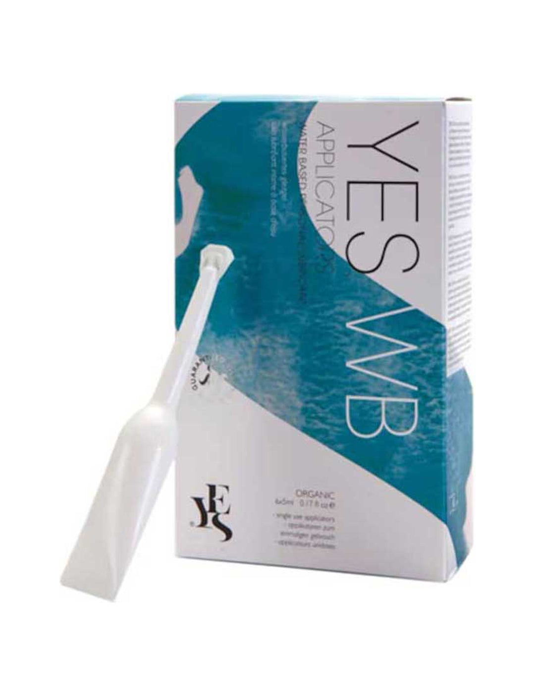 Yes WB Water-Based Personal Lubricant 5ml six-pack box with individual applicator on a white background