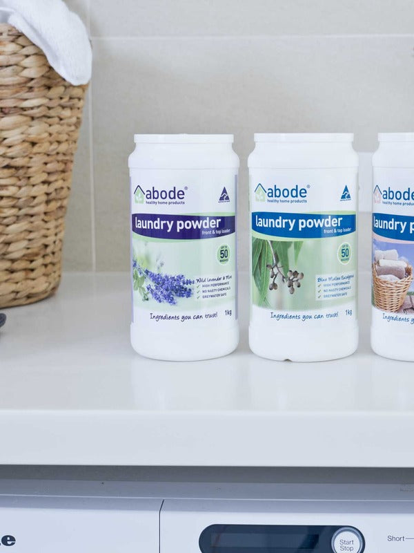 Abode Laundry Powder Lavender & Mint in an official Abode lifestyle setting