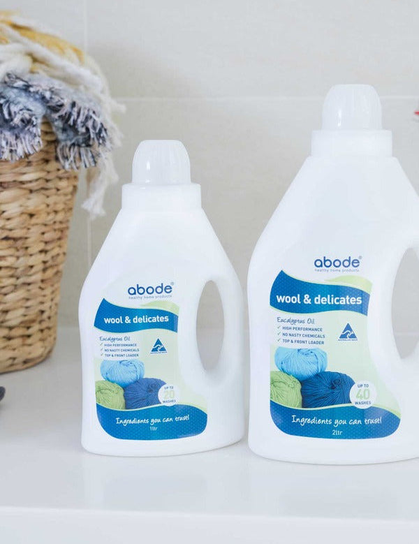 Abode Wool and Delicates Eucalyptus in an official laundry setting