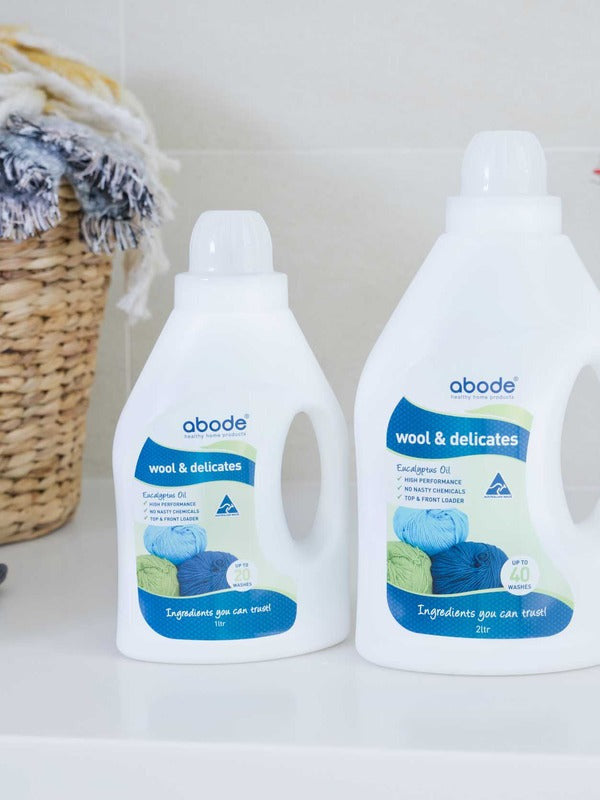 Abode Wool and Delicates Eucalyptus in an official laundry setting