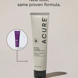 Acure Bonding Hair Mask tube with packaging detail and text reading new look, same proven formula.
