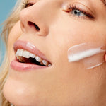 Close-up of ACURE Ultra Hydrating Green Juice Cleanser applied to the face