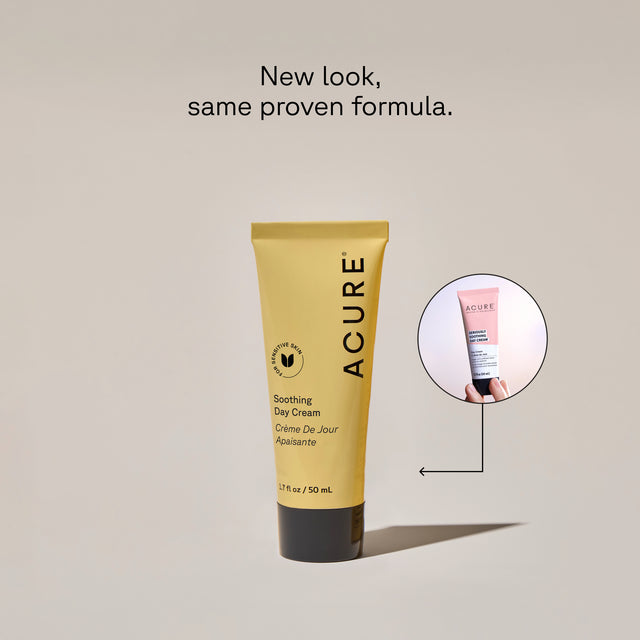 ACURE Seriously Soothing Day Cream official packaging comparison
