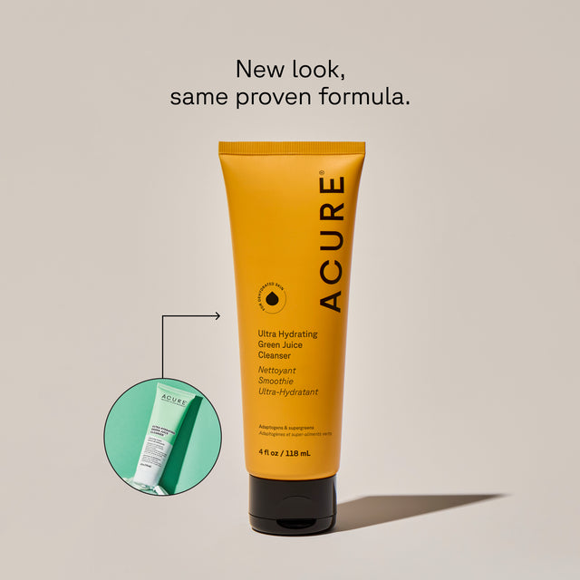 ACURE Ultra Hydrating Green Juice Cleanser official packaging comparison