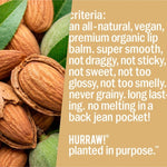 Product standards and certifications for Hurraw! Organic Lip Balm - Almond 4.8g