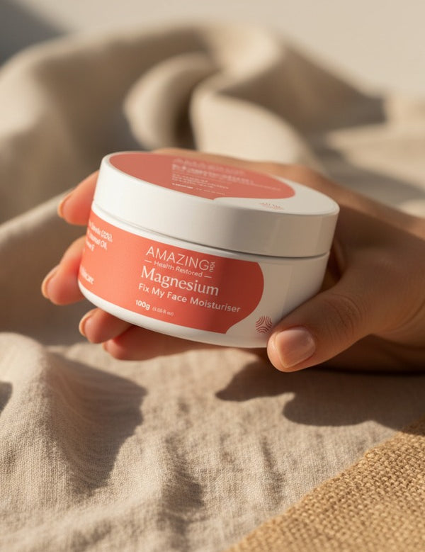 Amazing You Fix My Face Magnesium Moisturiser held in hand