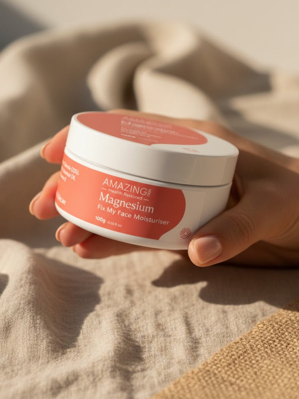 Amazing You Fix My Face Magnesium Moisturiser held in hand