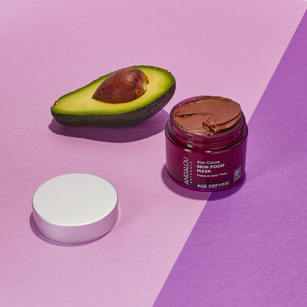 Andalou Age Defying Avo Cocoa Skin Food Mask with fresh avocado