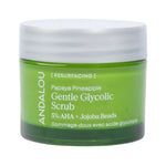 Andalou Resurfacing Gentle Glycolic Scrub 50g front product image on white background
