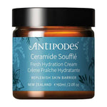 Antipodes Ceramide Soufflé Fresh Hydration Cream with the lid closed on a white background.