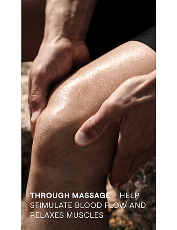 Massage being applied to the leg to help stimulate blood flow and relax muscles