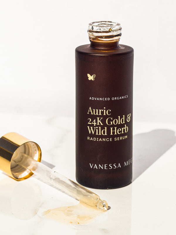 Dropper of Vanessa Megan Auric 24k Gold and Wild Herb Radiance Serum