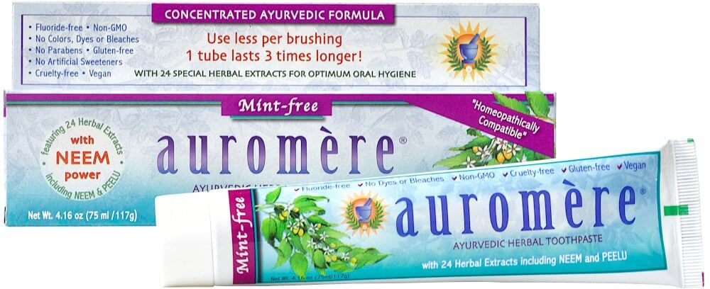 Auromere Mint-Free Ayurvedic Toothpaste tube