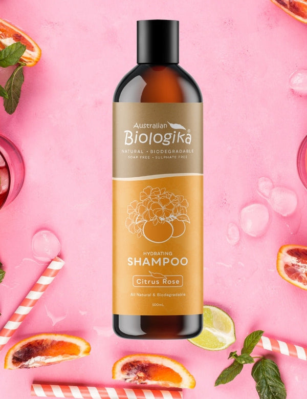 Australian Biologika Shampoo Hydrating Citrus Rose 500ml — citrus rose shampoo styled with fruit