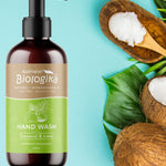 Australian Biologika Coconut & Lime Hand Wash 250ml — coconut and lime hand wash styled with coconuts