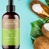 Australian Biologika Coconut & Lime Hand Wash 250ml — coconut and lime hand wash styled with coconuts