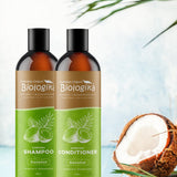 Australian Biologika Everyday Coconut Shampoo — coconut shampoo and conditioner in a tropical setting