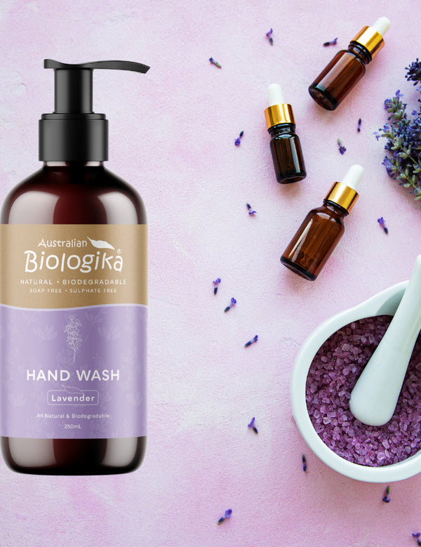 Australian Biologika Hand Wash Lavender 250ml — lavender hand wash styled with lavender