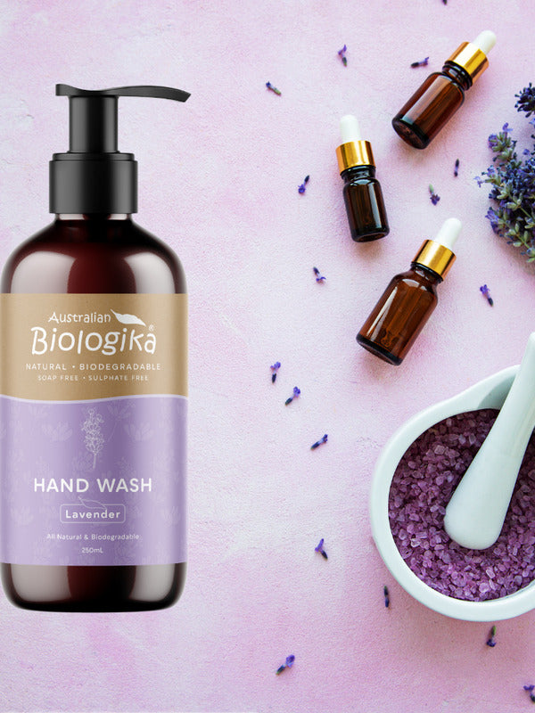 Australian Biologika Hand Wash Lavender 250ml — lavender hand wash styled with lavender
