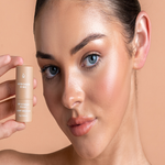 Model wearing Avocado Zinc SPF 50 Natural Bronzer in Light-Medium