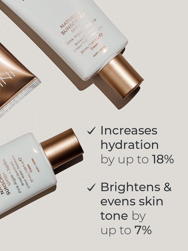 Clinical results infographic for INIKA Organic Natural Sunscreen SPF50+