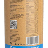 Back of the Eden Healthfoods Ultimate Protein Vanilla tin showing ingredients including natural vanilla and stevia
