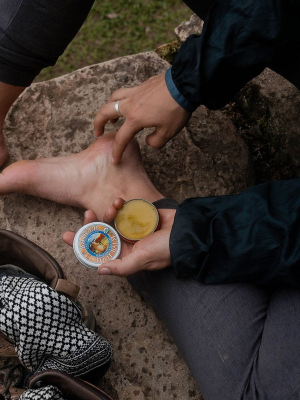 Badger Foot Balm applied after hiking
