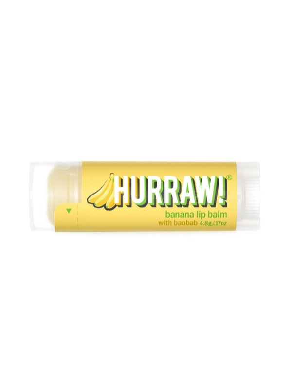 Overhead view of Hurraw! Organic Lip Balm - Banana with Baobab 4.8g