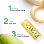 Ingredients and product information for Hurraw! Organic Lip Balm - Banana with Baobab 4.8g