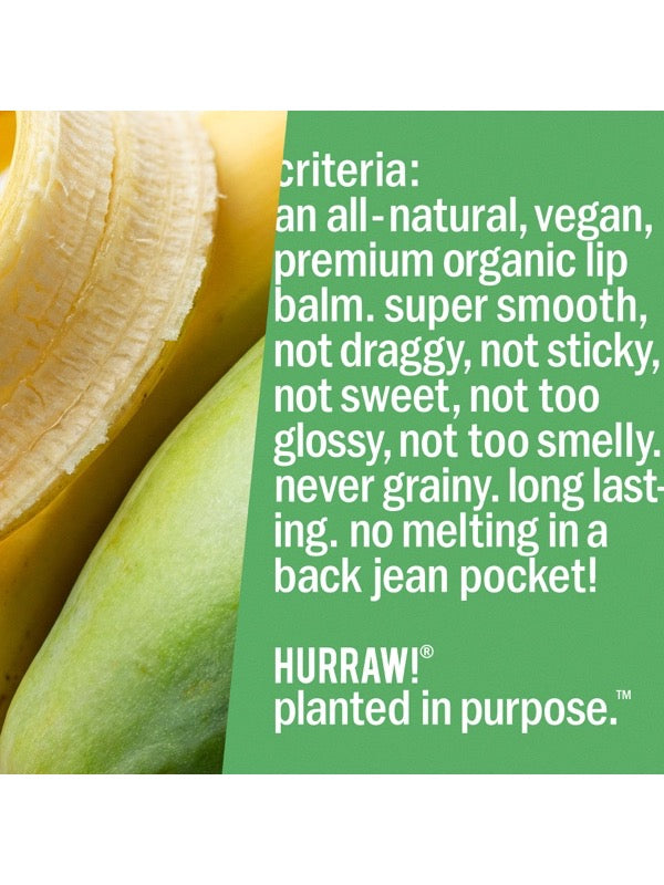 Product standards and certifications for Hurraw! Organic Lip Balm - Banana with Baobab 4.8g