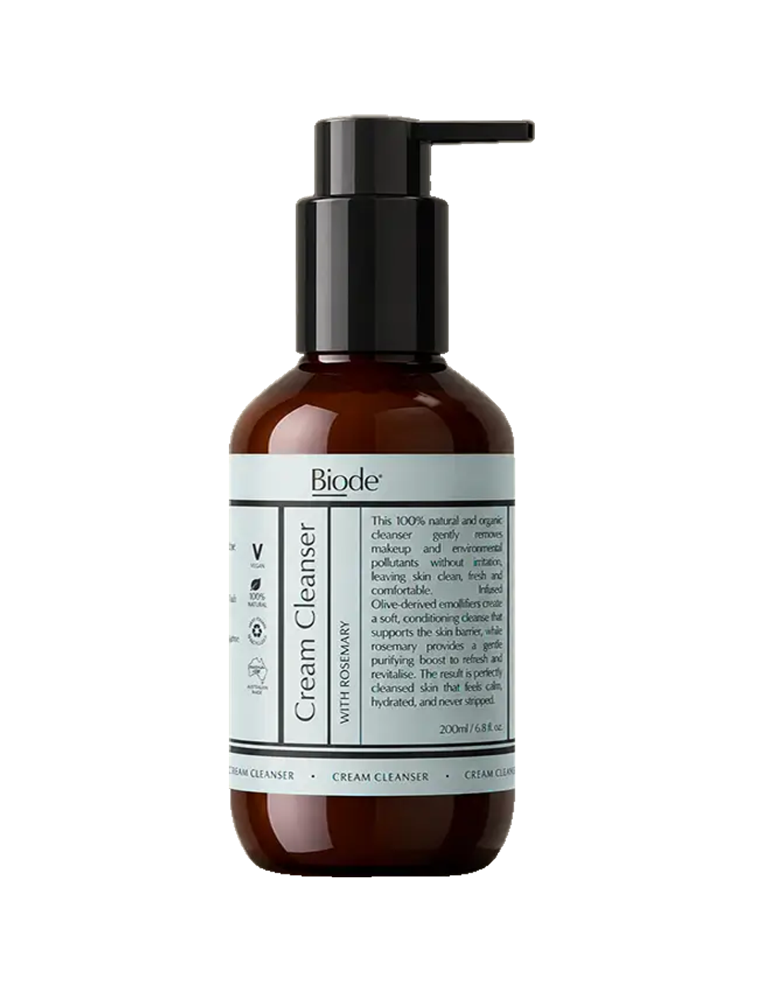 Biode Cream Cleanser with Rosemary 200ml — front bottle on a white background