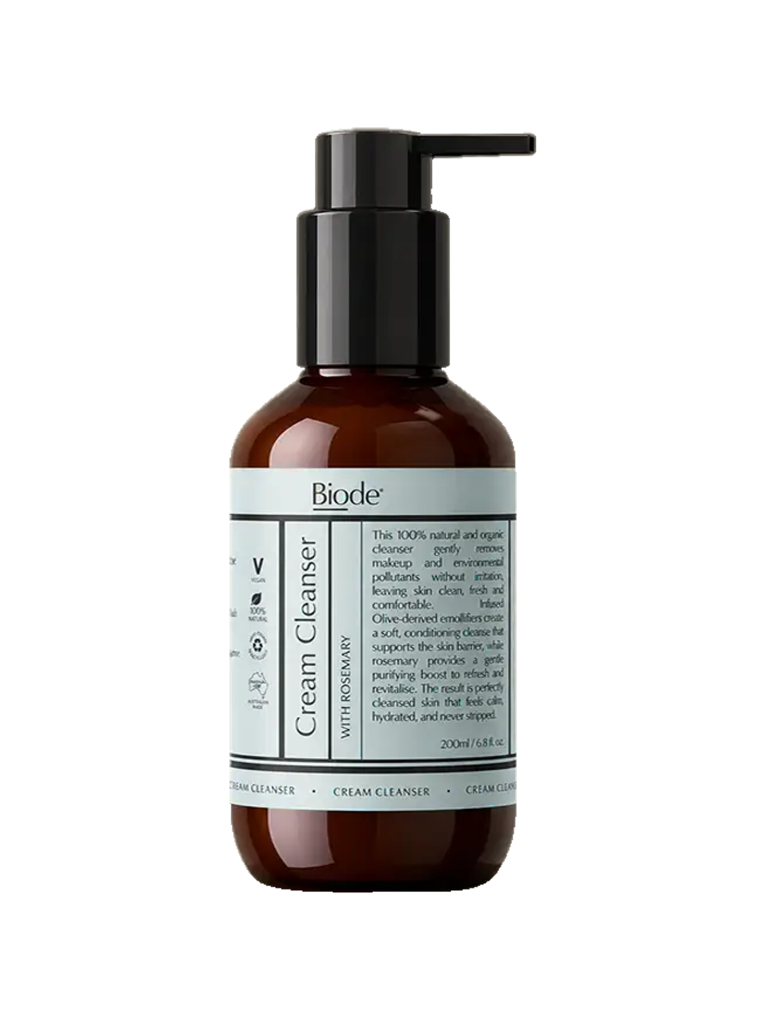 Biode Cream Cleanser with Rosemary 200ml — front bottle on a white background