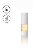 Biologi Bf Restore Face & Body Serum 20ml in its compact white-capped bottle, shown with a reflection and dermatologically tested and clinically proven icons.