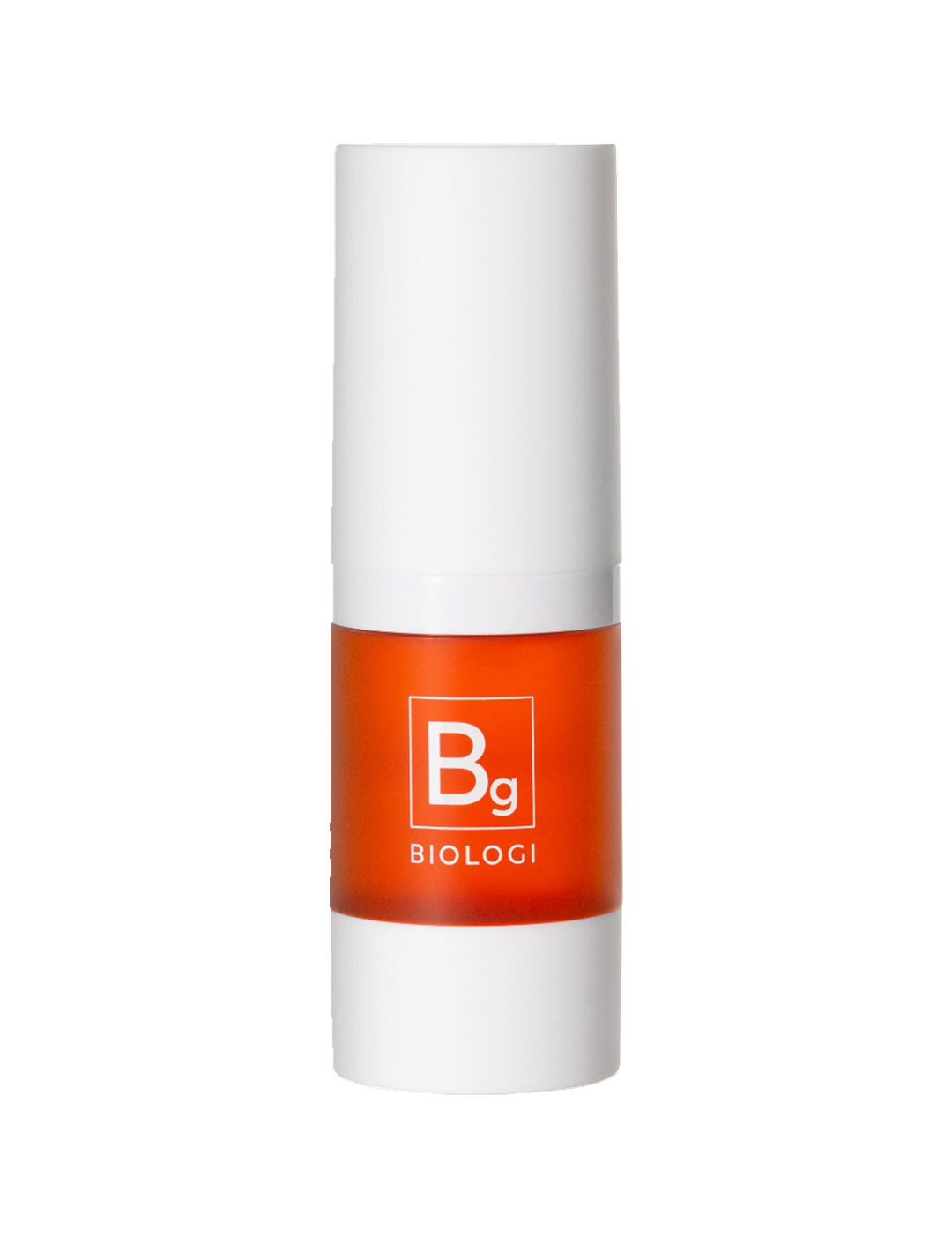 Biologi Bg Defence Anti-Pollution Serum 20ml in a compact white cylindrical bottle with a bright orange-red Bg label and white cap, standing upright on white.