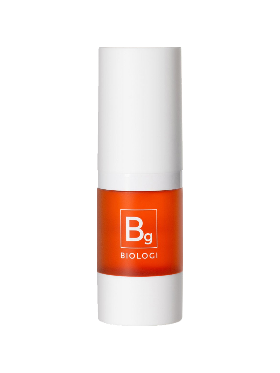 Biologi Bg Defence Anti-Pollution Serum 20ml in a compact white cylindrical bottle with a bright orange-red Bg label and white cap, standing upright on white.
